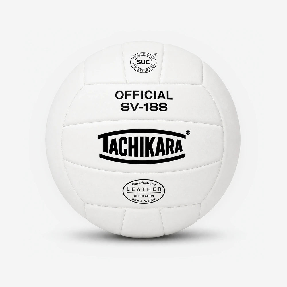 White volleyball with Tachikara branding on a white background