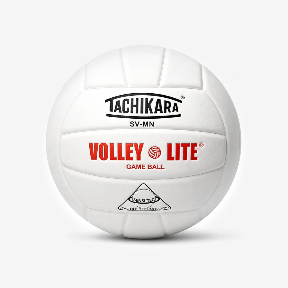White volleyball with Tachikara branding on a white background