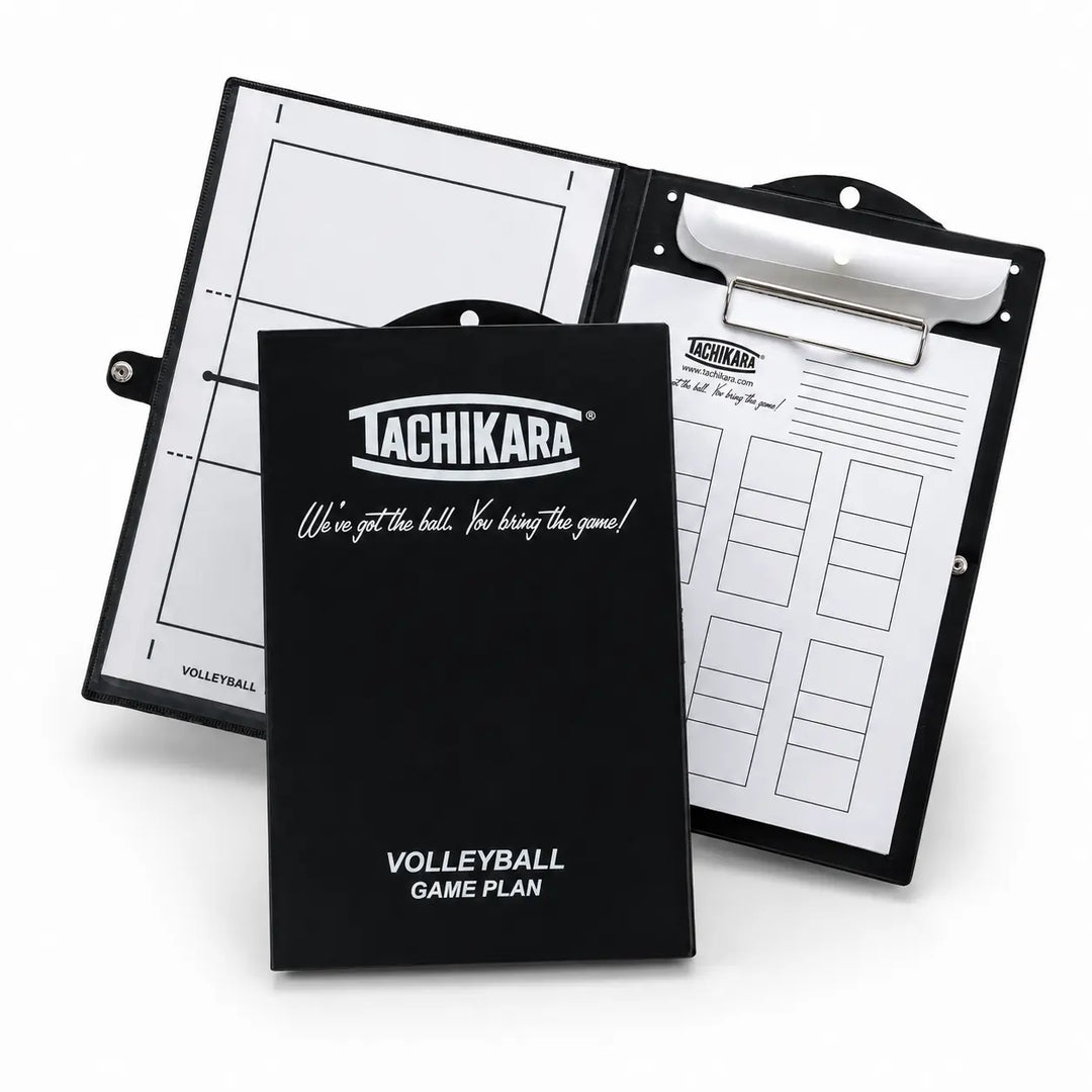 Tachikara volleyball game plan book and clipboard on a white background