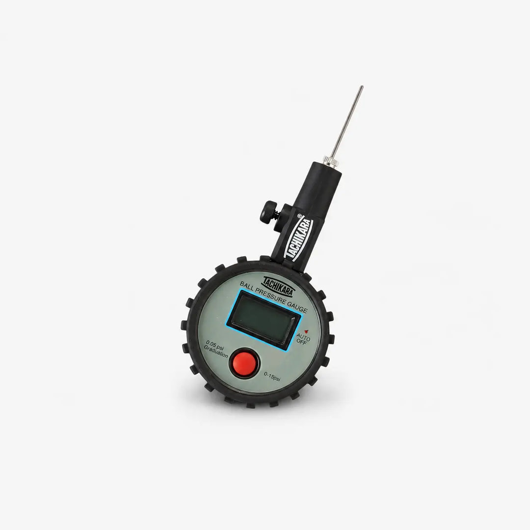 Digital tire pressure gauge on a white background
