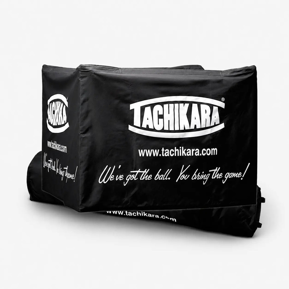 Black tachikara sports bag on a white background