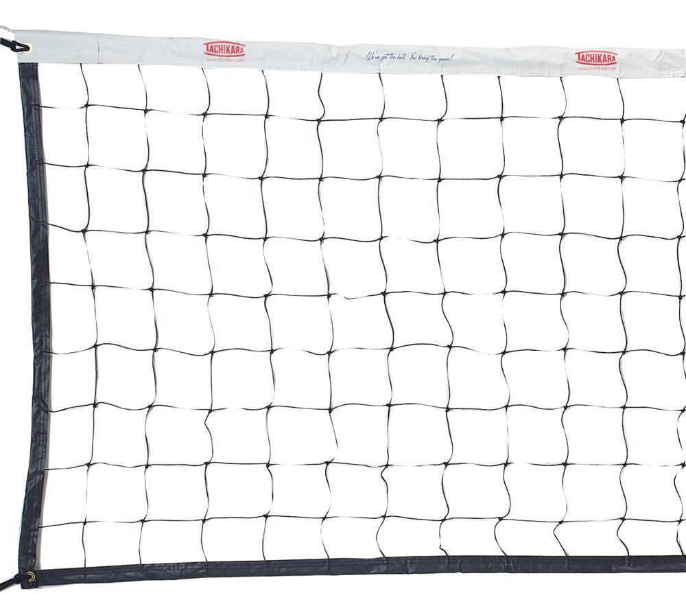 Volleyball net with brand logo on a white background